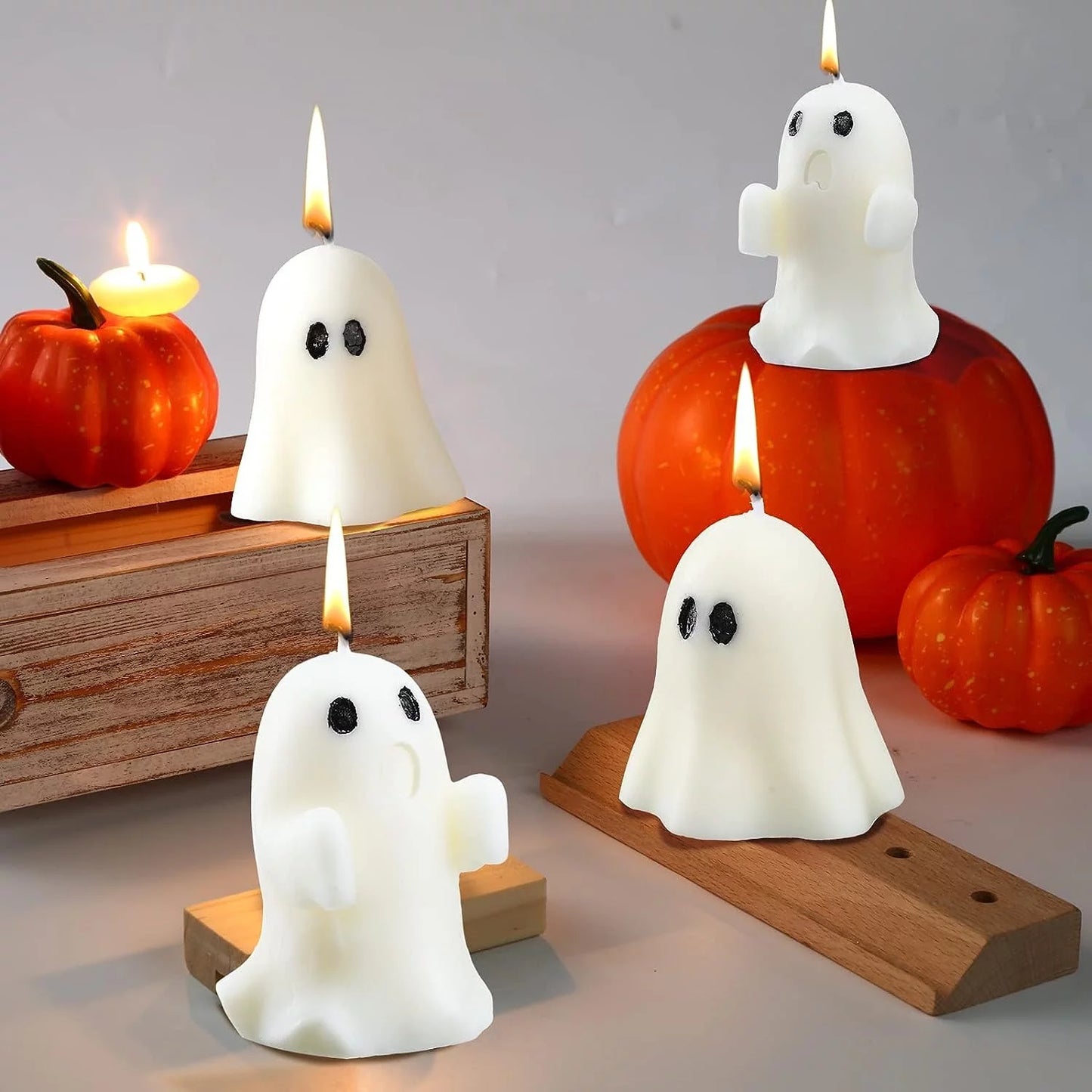 4 Pieces Large Halloween Candles White Candles Candles Goth Gifts for Decor Home Decor Halloween Party Bedroom Room Table Decorations 2 Candles & Holders Home & Garden