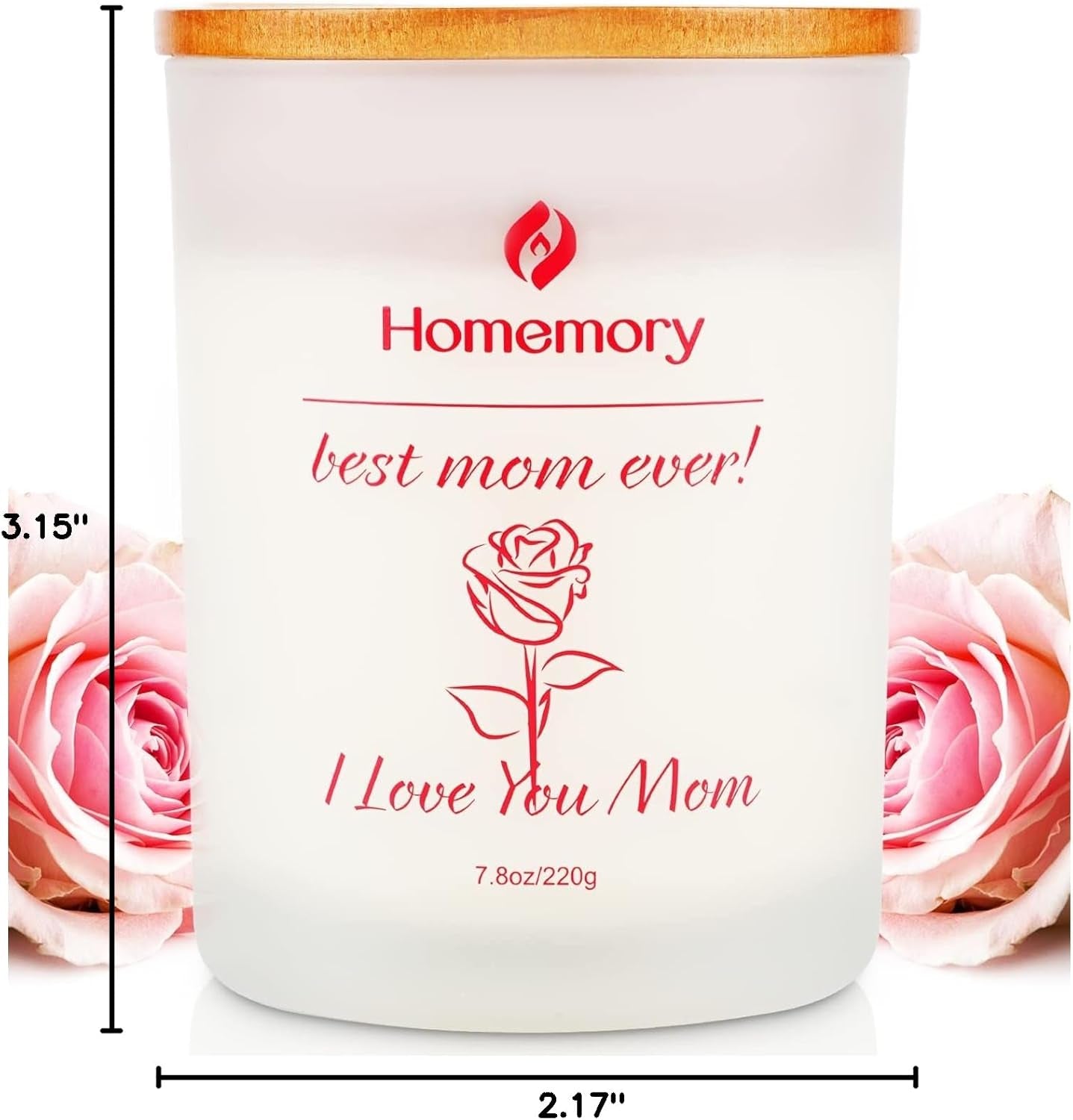 Mom Candle Rose Scented Candles for Women, Best Mom Ever Gifts, Natural Non-Toxic Soy Candles with Essential Oils, Aromatherapy Candle, Gifts for Mom, Jar Candle (Rose, Jasmine, Lavender & Lilac