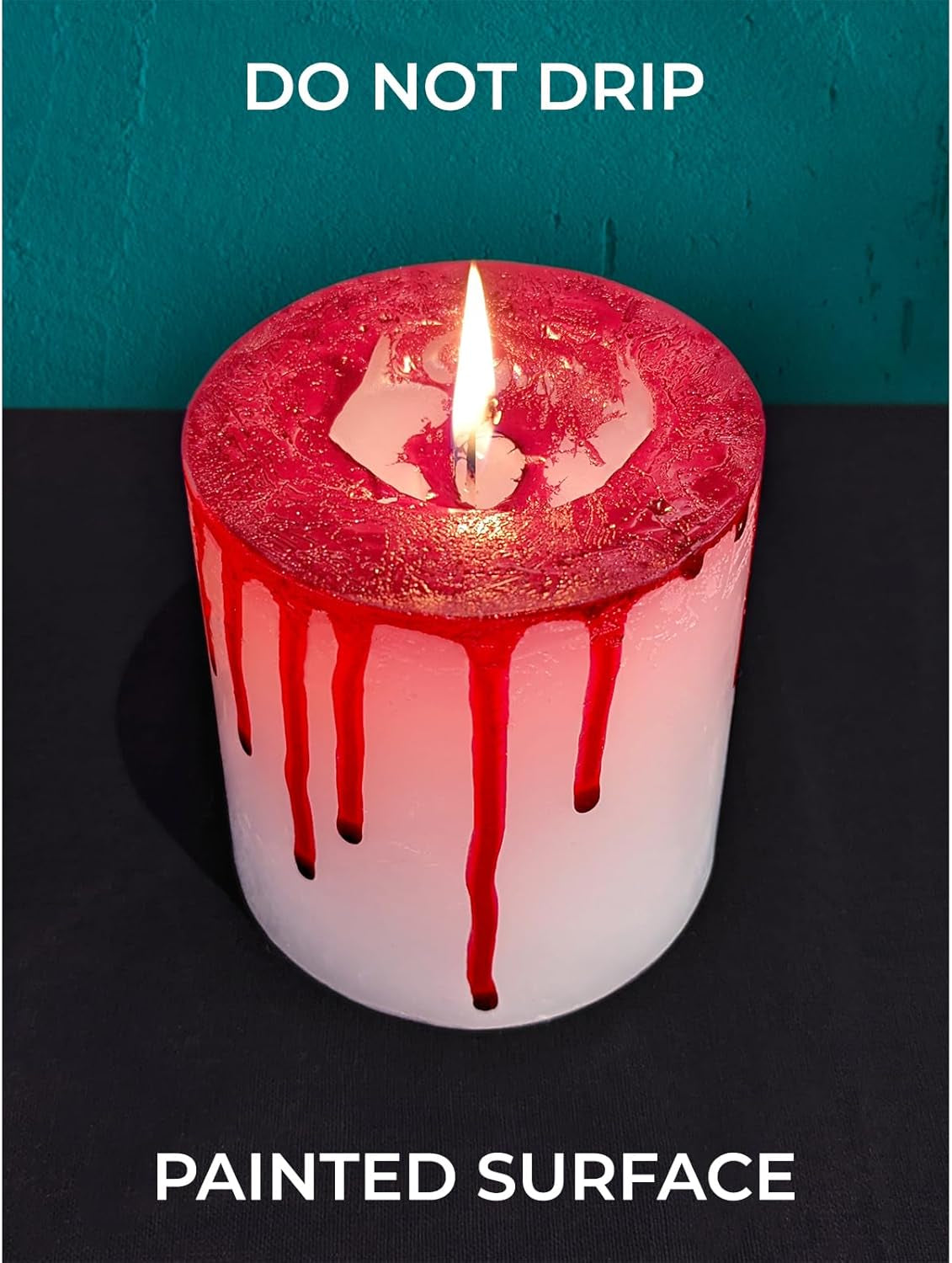 3X3 Pillar Candles Set of 3 - No Drip Candles - Decorative Candles Unscented Ideal as Halloween Candles and Bloody Halloween Decor - Bloody Candles Pillar