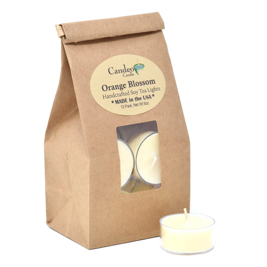 , Orange Blossom, Scented Tea Lights, Soy Candles, 12-Pack