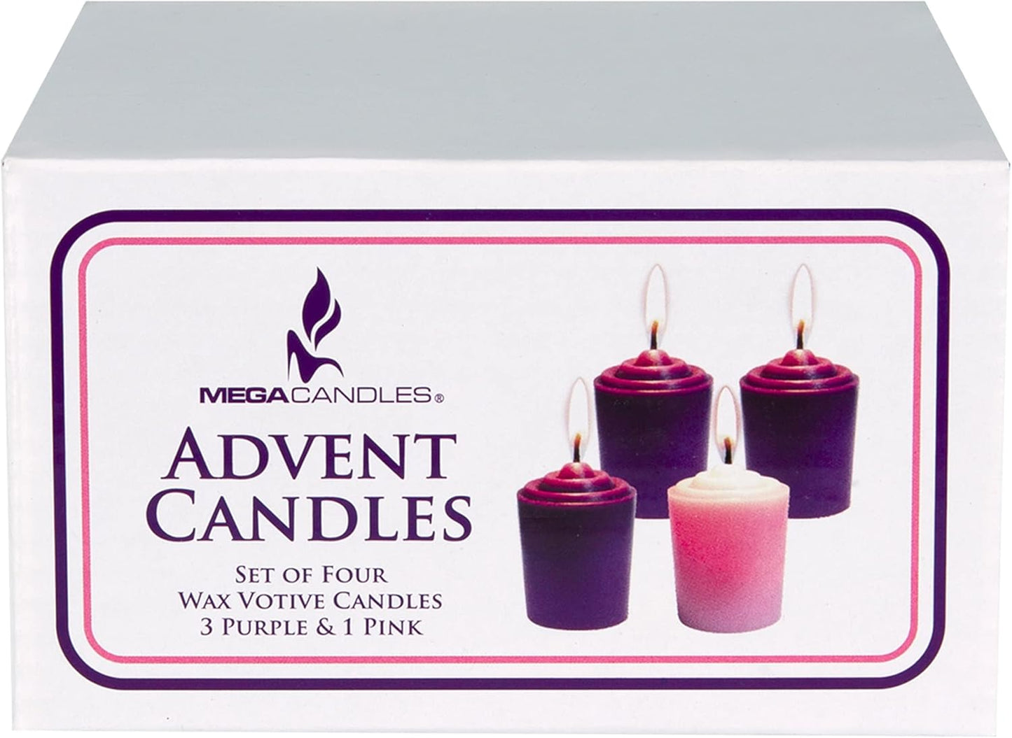 4 Pcs Unscented Hand Poured Advent Votive Candle, 15 Hours 1.5 Inch X 2.25 Inch, Holidays, Church, Devotional, Celebration, Party & More