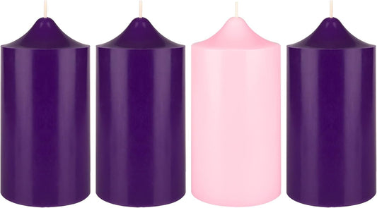 4 Pcs Unscented Christmas Advent Dome Top Pillar Candles, Hand Poured Wax Candles 3 Inch X 6 Inch, Holidays, Church, Decorations, Devotional, Celebration, Party & More