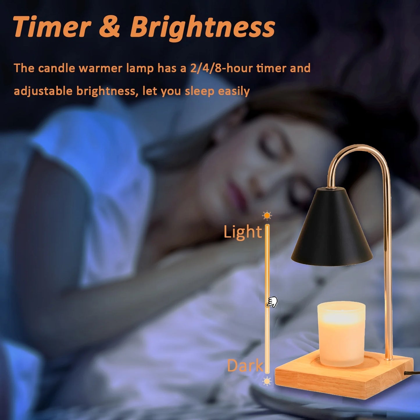 Candle Warmer Lamp with 2 Bulbs Electric Candle Warmer with Timer Christmas Gifts for Candle Lovers Dimmable Candle Lamp Compatible with Various Candles - Black